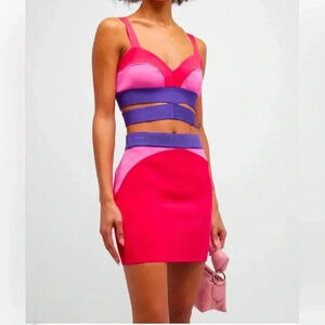 Paola Bernardi Saia Renata Colorblock Cutout skirt set size M